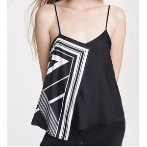 Rag & Bone Isadora Silk Cami Black White Asymmetrical Size X-Small new Size 2